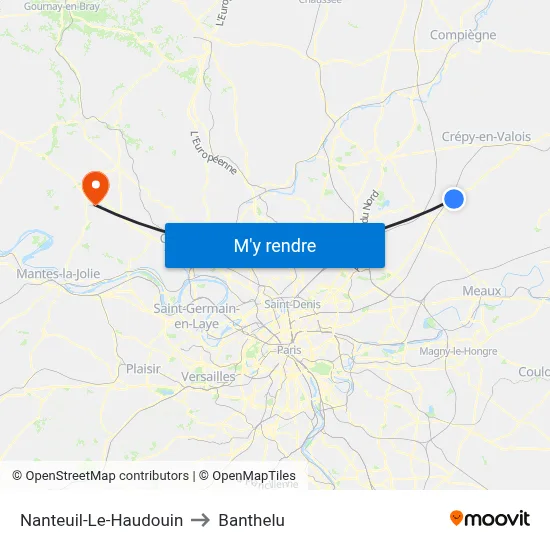 Nanteuil-Le-Haudouin to Banthelu map