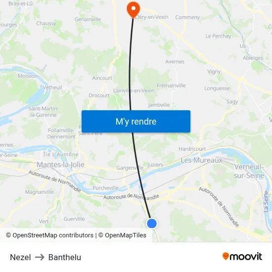 Nezel to Banthelu map