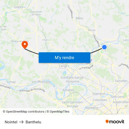 Nointel to Banthelu map