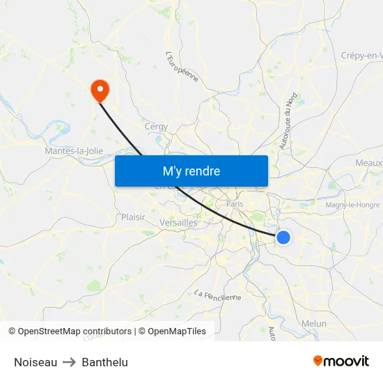 Noiseau to Banthelu map