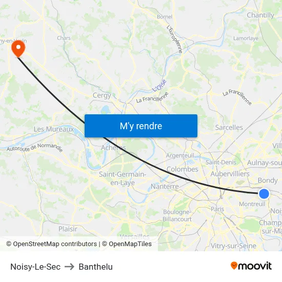Noisy-Le-Sec to Banthelu map