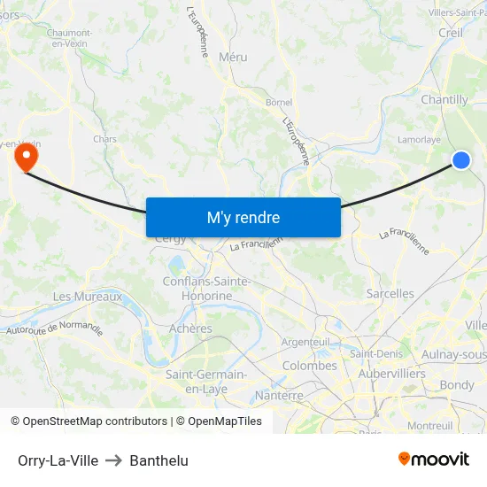Orry-La-Ville to Banthelu map