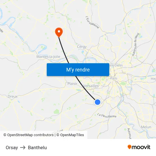 Orsay to Banthelu map
