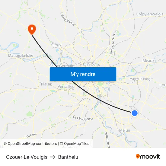 Ozouer-Le-Voulgis to Banthelu map