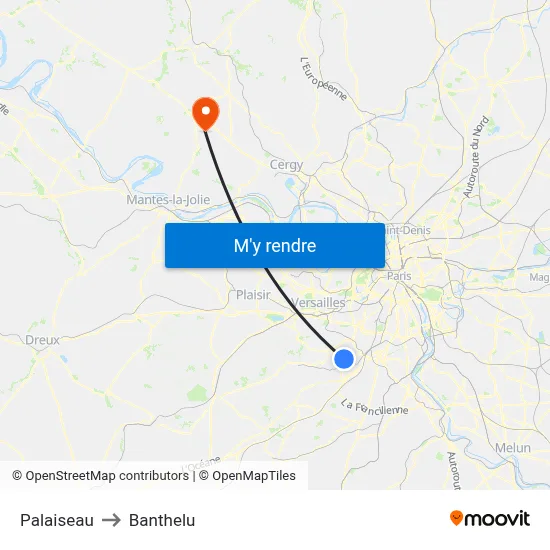 Palaiseau to Banthelu map