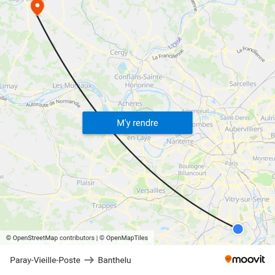 Paray-Vieille-Poste to Banthelu map
