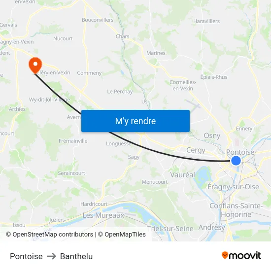 Pontoise to Banthelu map