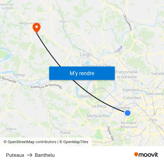 Puteaux to Banthelu map