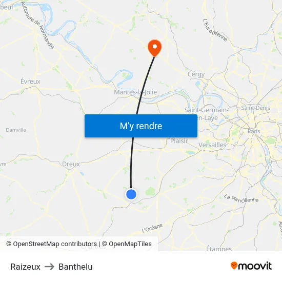 Raizeux to Banthelu map