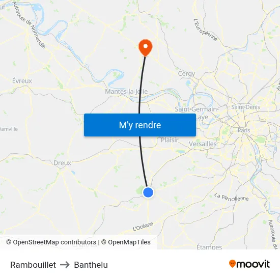 Rambouillet to Banthelu map