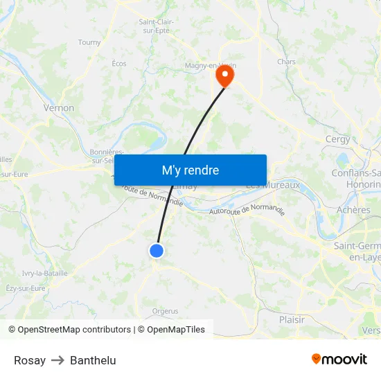 Rosay to Banthelu map