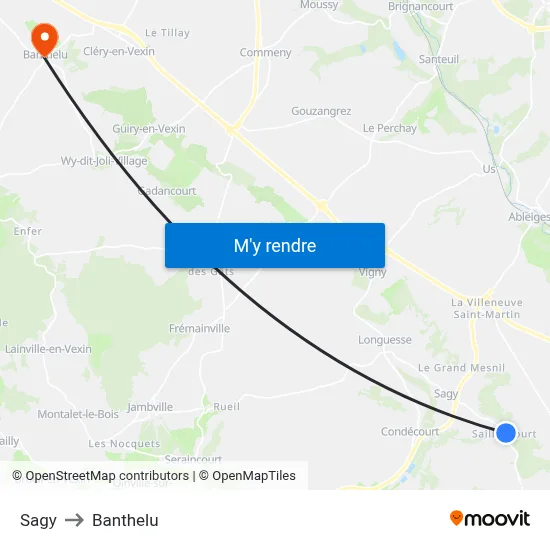 Sagy to Banthelu map