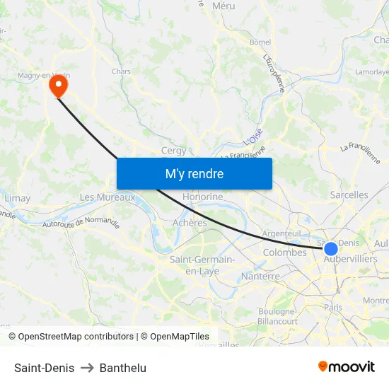 Saint-Denis to Banthelu map