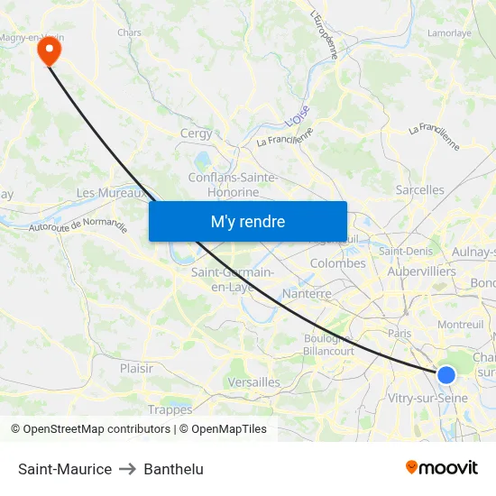 Saint-Maurice to Banthelu map