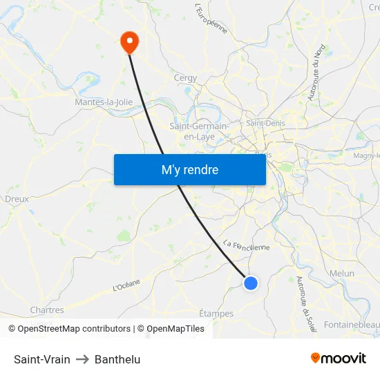 Saint-Vrain to Banthelu map