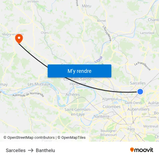 Sarcelles to Banthelu map