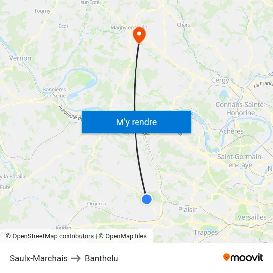 Saulx-Marchais to Banthelu map