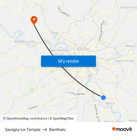 Savigny-Le-Temple to Banthelu map