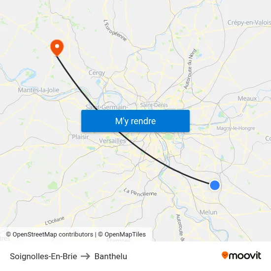 Soignolles-En-Brie to Banthelu map