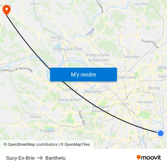 Sucy-En-Brie to Banthelu map