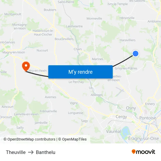Theuville to Banthelu map