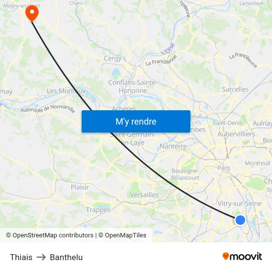 Thiais to Banthelu map