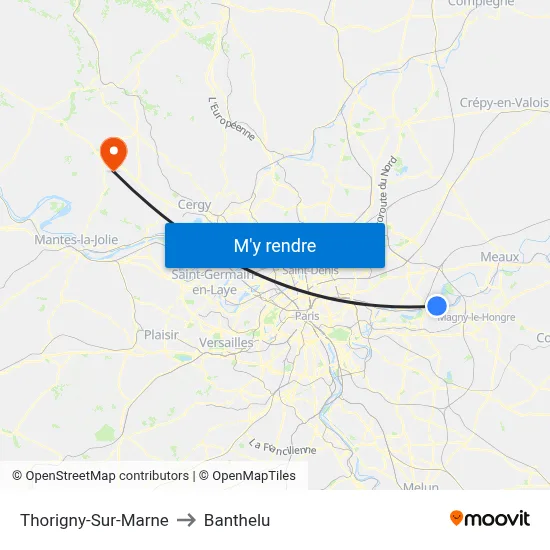 Thorigny-Sur-Marne to Banthelu map