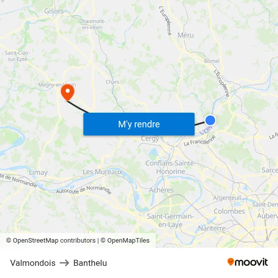 Valmondois to Banthelu map