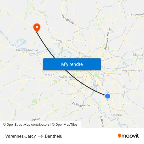 Varennes-Jarcy to Banthelu map