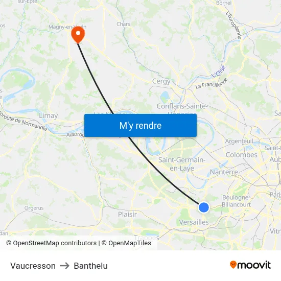 Vaucresson to Banthelu map