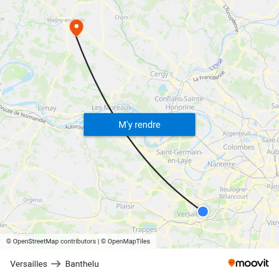 Versailles to Banthelu map