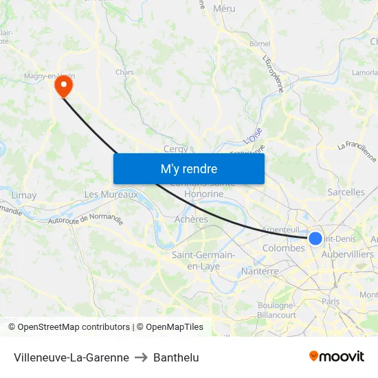 Villeneuve-La-Garenne to Banthelu map