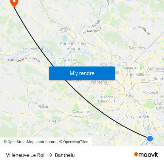 Villeneuve-Le-Roi to Banthelu map