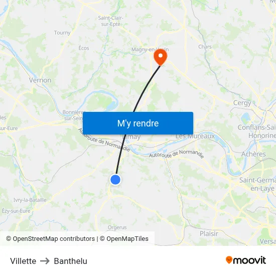 Villette to Banthelu map