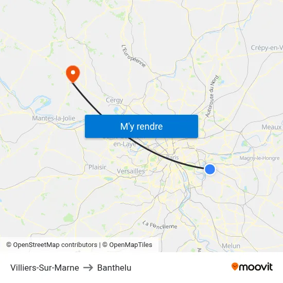 Villiers-Sur-Marne to Banthelu map