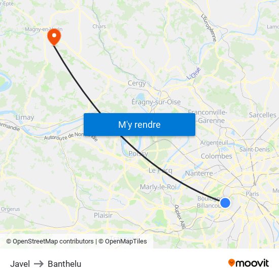 Javel to Banthelu map