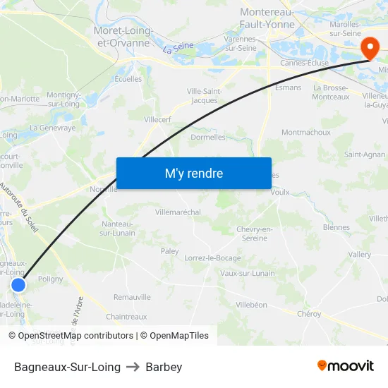 Bagneaux-Sur-Loing to Barbey map