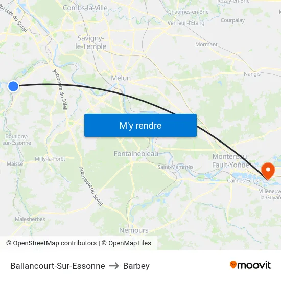 Ballancourt-Sur-Essonne to Barbey map