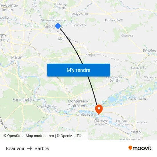 Beauvoir to Barbey map