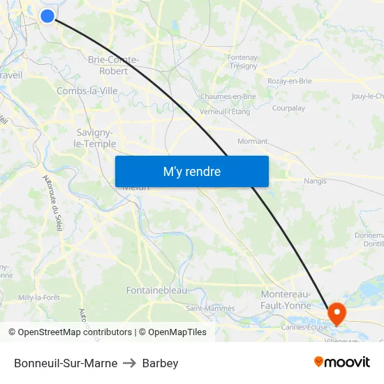 Bonneuil-Sur-Marne to Barbey map