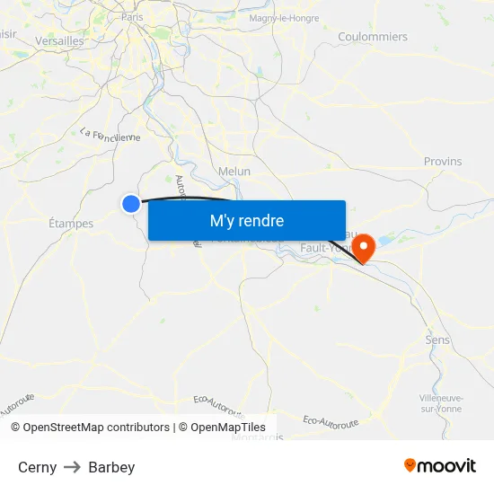 Cerny to Barbey map