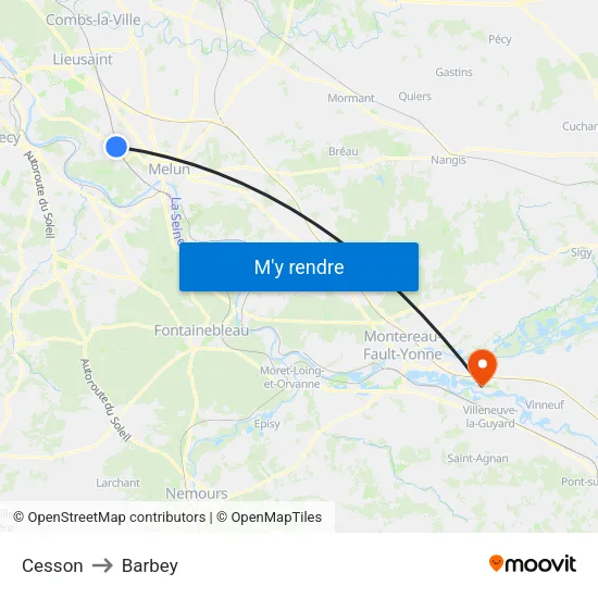 Cesson to Barbey map