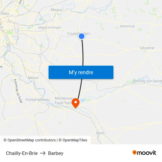 Chailly-En-Brie to Barbey map