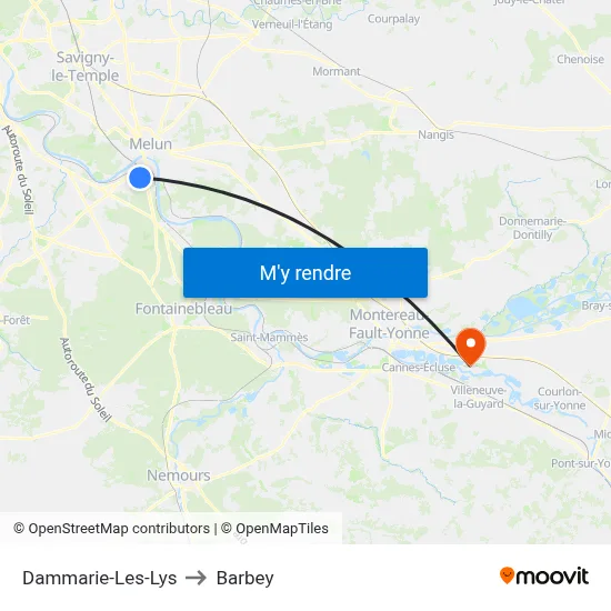 Dammarie-Les-Lys to Barbey map