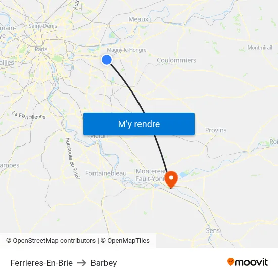 Ferrieres-En-Brie to Barbey map