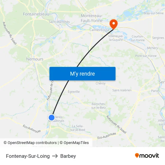 Fontenay-Sur-Loing to Barbey map
