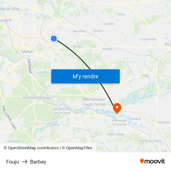 Fouju to Barbey map