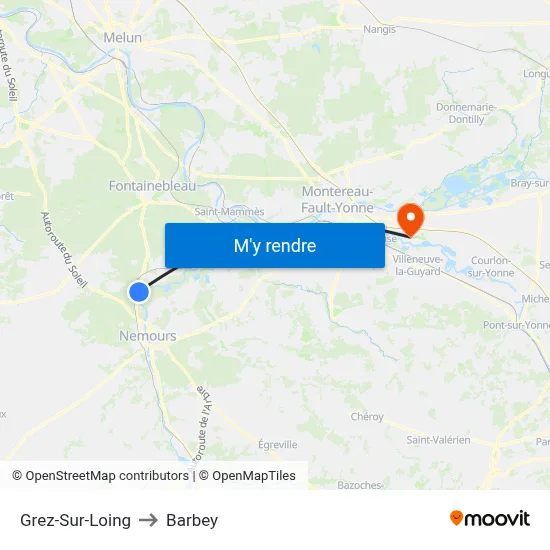 Grez-Sur-Loing to Barbey map