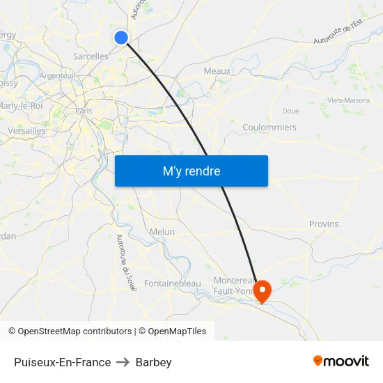 Puiseux-En-France to Barbey map