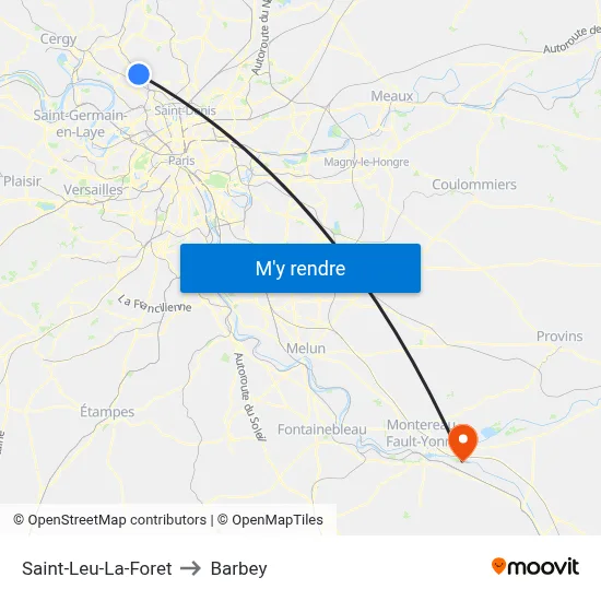 Saint-Leu-La-Foret to Barbey map